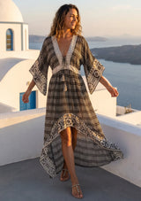ibBan Printed Cotton Maxi Dress with Hand Embroidery | Luxury Boho Wear - Cheka Maxi Dress