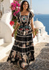 ibBan Embroidered Cotton Maxi Dress with Tiered Floral  - Lamis
