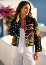 Designer Embroidered Cotton Canvas Jacket for Women | ibBan Collection - Ania