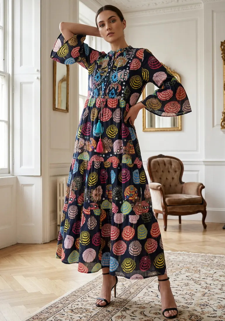 ibBan Print Cotton Long Tunic with Hand Embroidery – Kinza