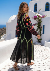 ibBan Pink Embroidered Cotton Maxi Dress | Women's Bohemian Resort Wear-Orla