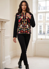ibBan Luxury Leather Sleeve Embroidered Winter Jacket - Sanya Jacket