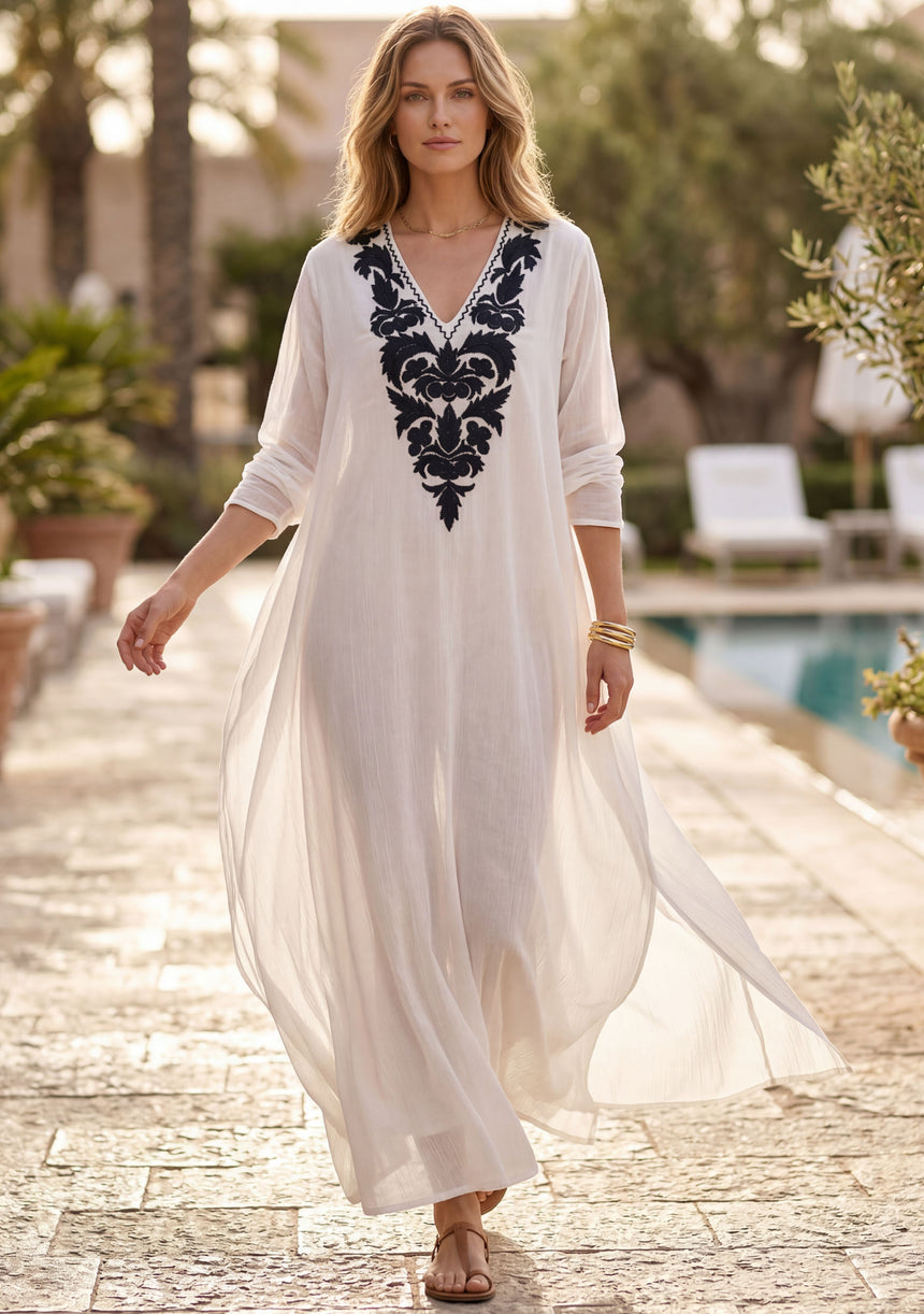 Vestido largo de algodón para mujer - Leefa