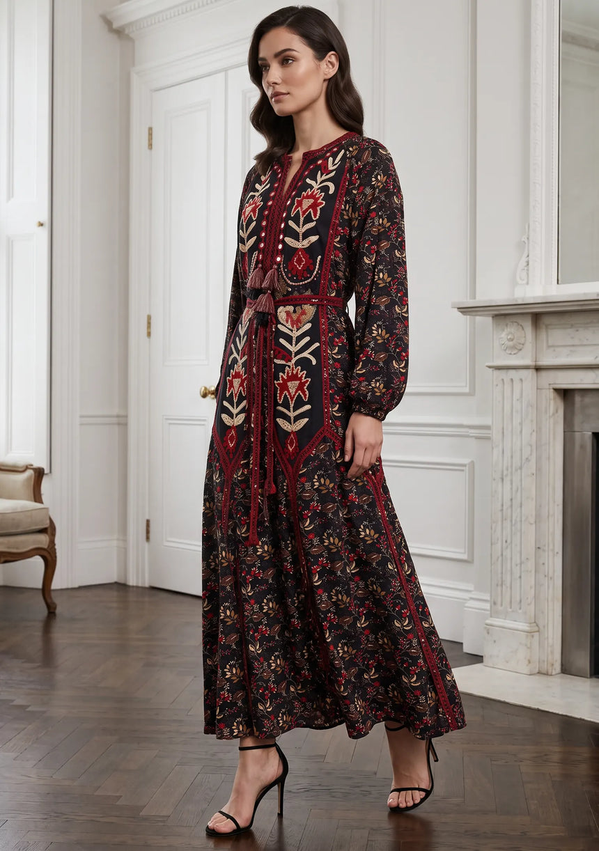 ibBan Women’s Printed Cotton Long Dress - Rifa