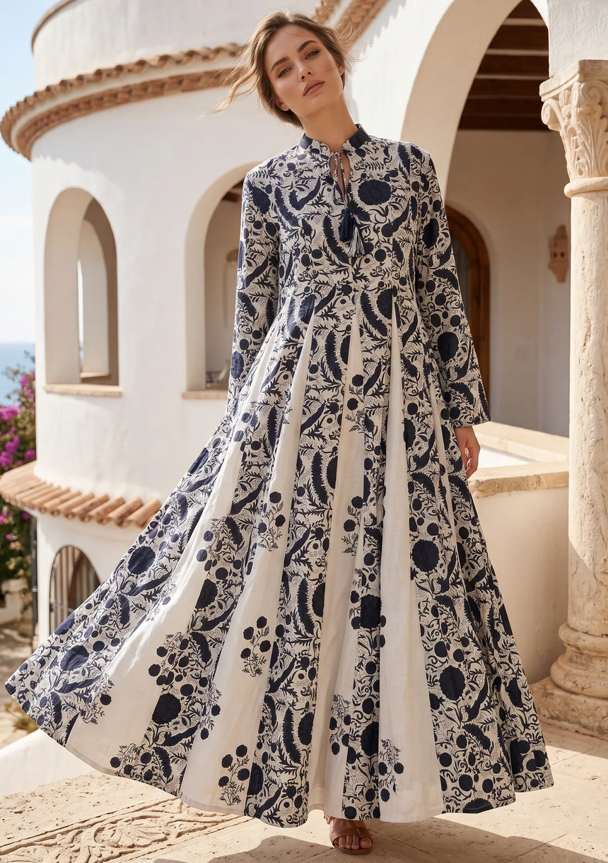 ibBan Printed Cotton Maxi Dress | Premium Women's Boho Resort Dress - Afra Long Dress