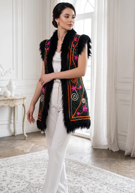 Hand Embroidered Winter Gilet for Women | ibBan - Resa