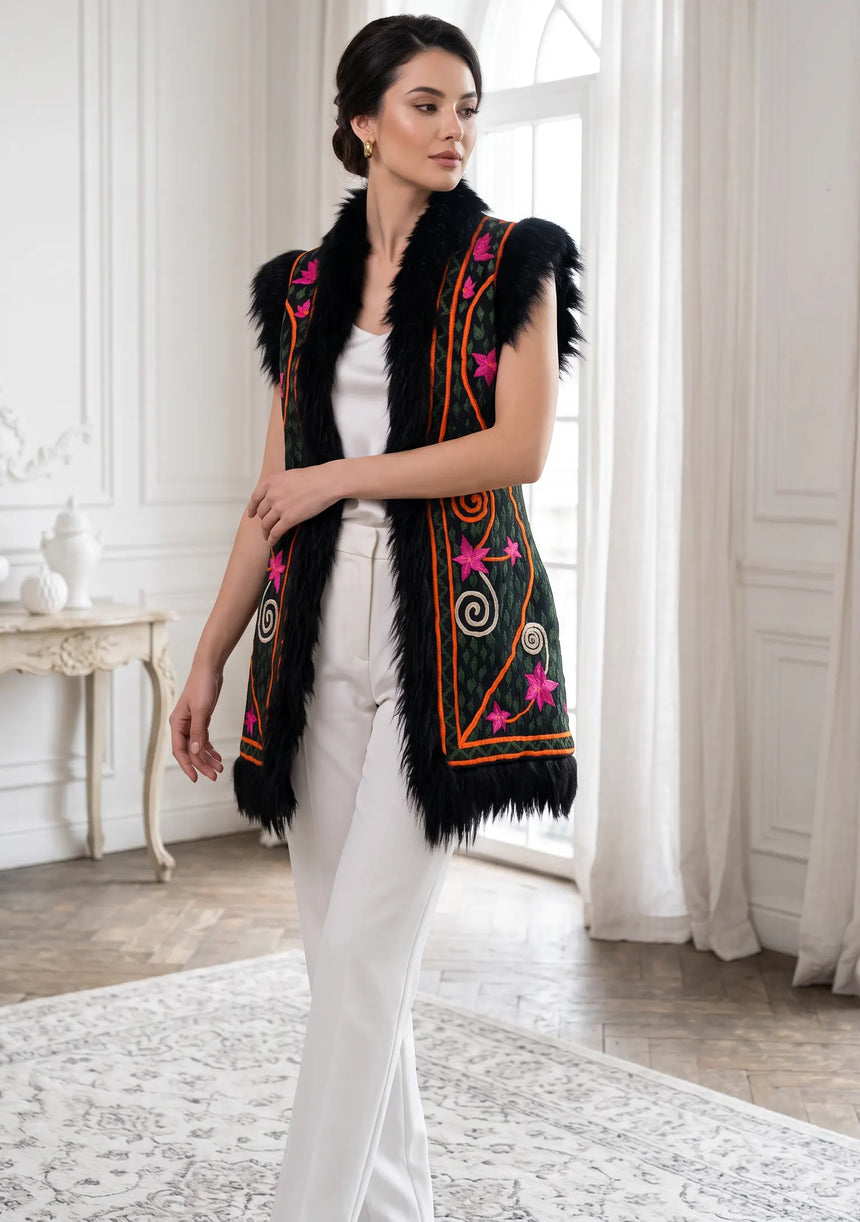 Hand Embroidered Winter Gilet for Women | ibBan - Resa