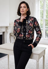 ibBan Black Hand Embroidered Women's Jacket - Rocky Jacket