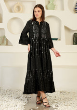 ibBan cotton schiffli fabric Long Tunic Dress for Women -Safiya