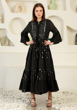 ibBan cotton schiffli fabric Long Tunic Dress for Women -Safiya