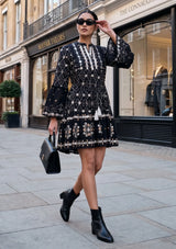 ibBan Hand Embroidered Winter Short Tunic Dress | Luxury Women's Fashion - Melida