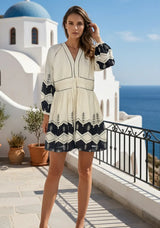 ibBan Cotton Short Dress with Hand Embroidery | Women's Dress -Hira