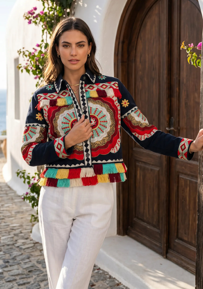 ibBan Hand Embroidered Summer Jacket for Women | Artisan Luxury Fashion - Sara