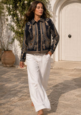Women's Artisan Hand Embroidery Canvas Jacket - Yara