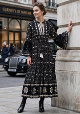 ibBan Hand Embroidered Winter Tunic Dress | Luxury Bohemian Elegance - Melida
