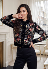 ibBan Black Hand Embroidered Women's Jacket - Rocky Jacket