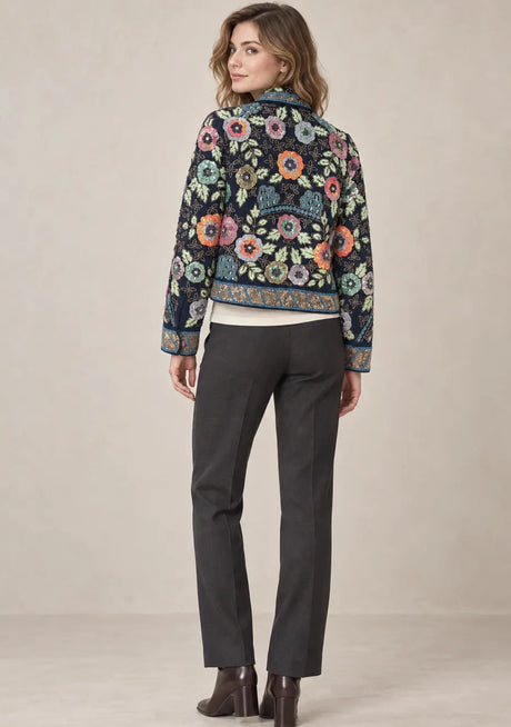 ibBan Women's Luxury Hand Embroidered Winter Jacket -Rio