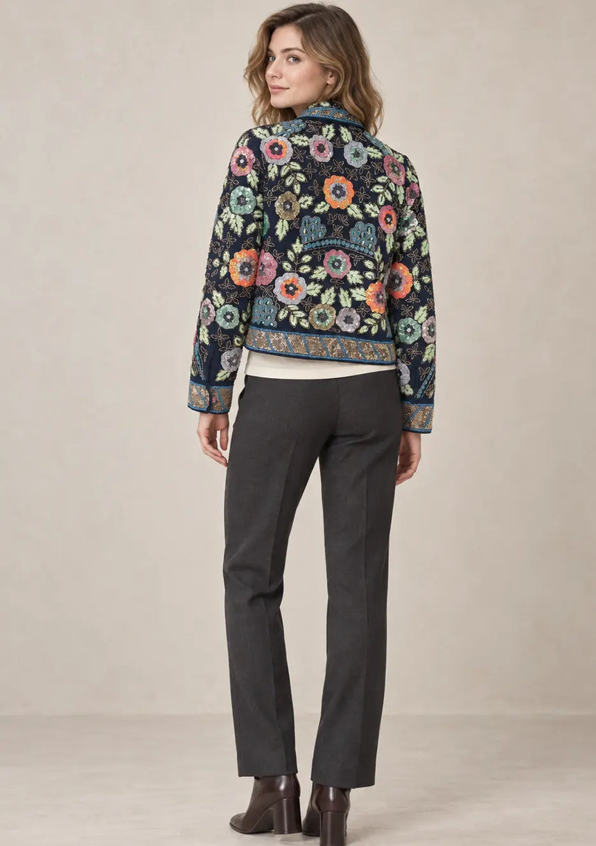 ibBan Women's Luxury Hand Embroidered Winter Jacket -Rio