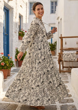 Women's Printed Cotton Floral Long Dress | ibBan Europe - Esra Long Dress