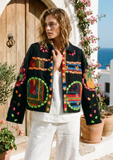 Designer Embroidered Cotton Canvas Jacket for Women | ibBan Collection - Ania