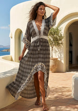 ibBan Printed Cotton Maxi Dress with Hand Embroidery | Luxury Boho Wear - Cheka Maxi Dress