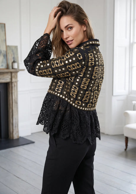 ibBan Veste en dentelle brodée à la main pour femme - Veste Isobel