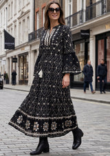 ibBan Hand Embroidered Winter Tunic Dress | Luxury Bohemian Elegance - Melida
