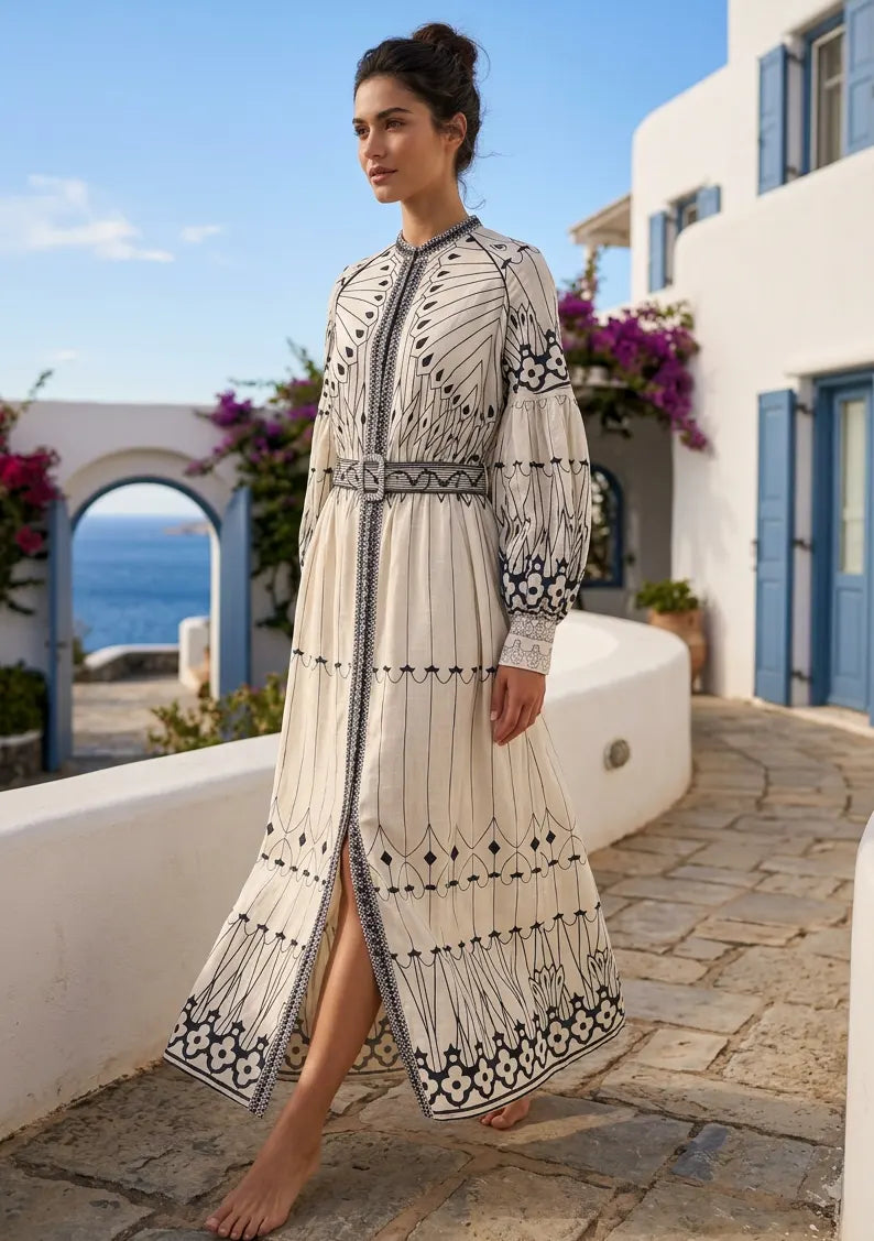 ibBan Cotton Long Dress with Hand Embroidery | Women's - Meerab Long Dress