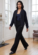 ibBan Women's Winter Leather Sleeve Jacket | Hand Embroidered Designer Bomber -Paisley jacket