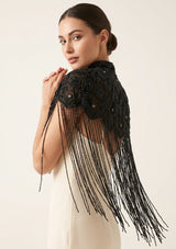 ibBan Women's Hand Embroidered Beaded Evening Cape - Zera