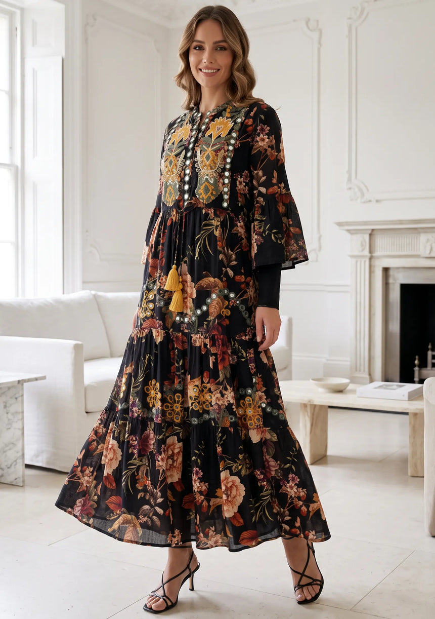 IbBan Printed Cotton Long Tunic for Women - Husana
