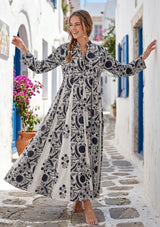 ibBan Printed Cotton Maxi Dress | Premium Women's Boho Resort Dress - Afra Long Dress