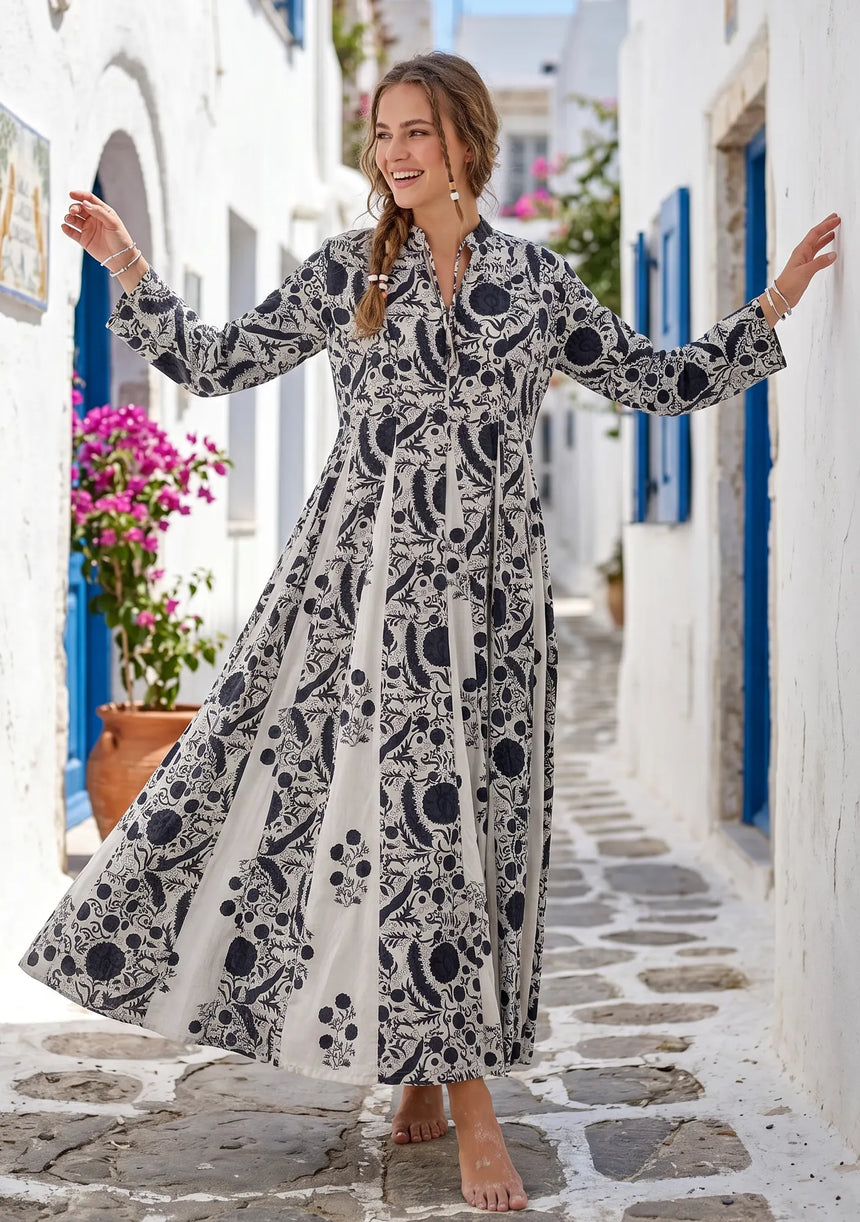 ibBan Printed Cotton Maxi Dress | Premium Women's Boho Resort Dress - Afra Long Dress