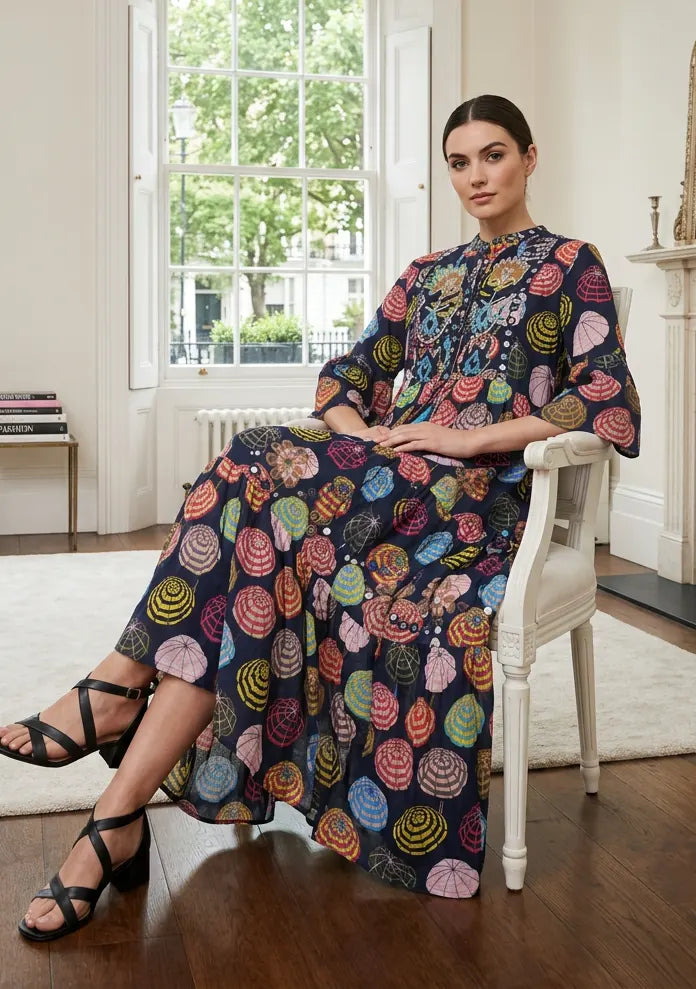 ibBan Print Cotton Long Tunic with Hand Embroidery – Kinza