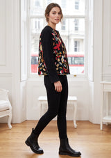 ibBan Luxury Leather Sleeve Embroidered Winter Jacket - Sanya Jacket