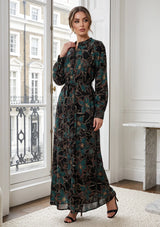 ibBan Cotton Silk Printed Long Dress -Azliya