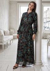 ibBan Cotton Silk Printed Long Dress -Azliya