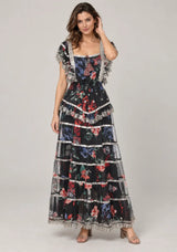 ibBan Floral Cotton Georgette Long Dress - Kausar