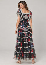 ibBan Floral Cotton Georgette Long Dress - Kausar