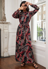 ibBan Cotton Silk Printed Long Dress -Azliya
