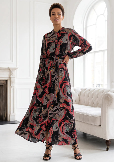 ibBan Cotton Silk Printed Long Dress -Azliya