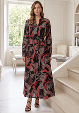 ibBan Cotton Silk Printed Long Dress -Azliya