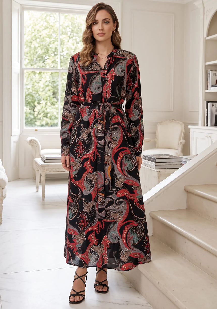 ibBan Cotton Silk Printed Long Dress -Azliya