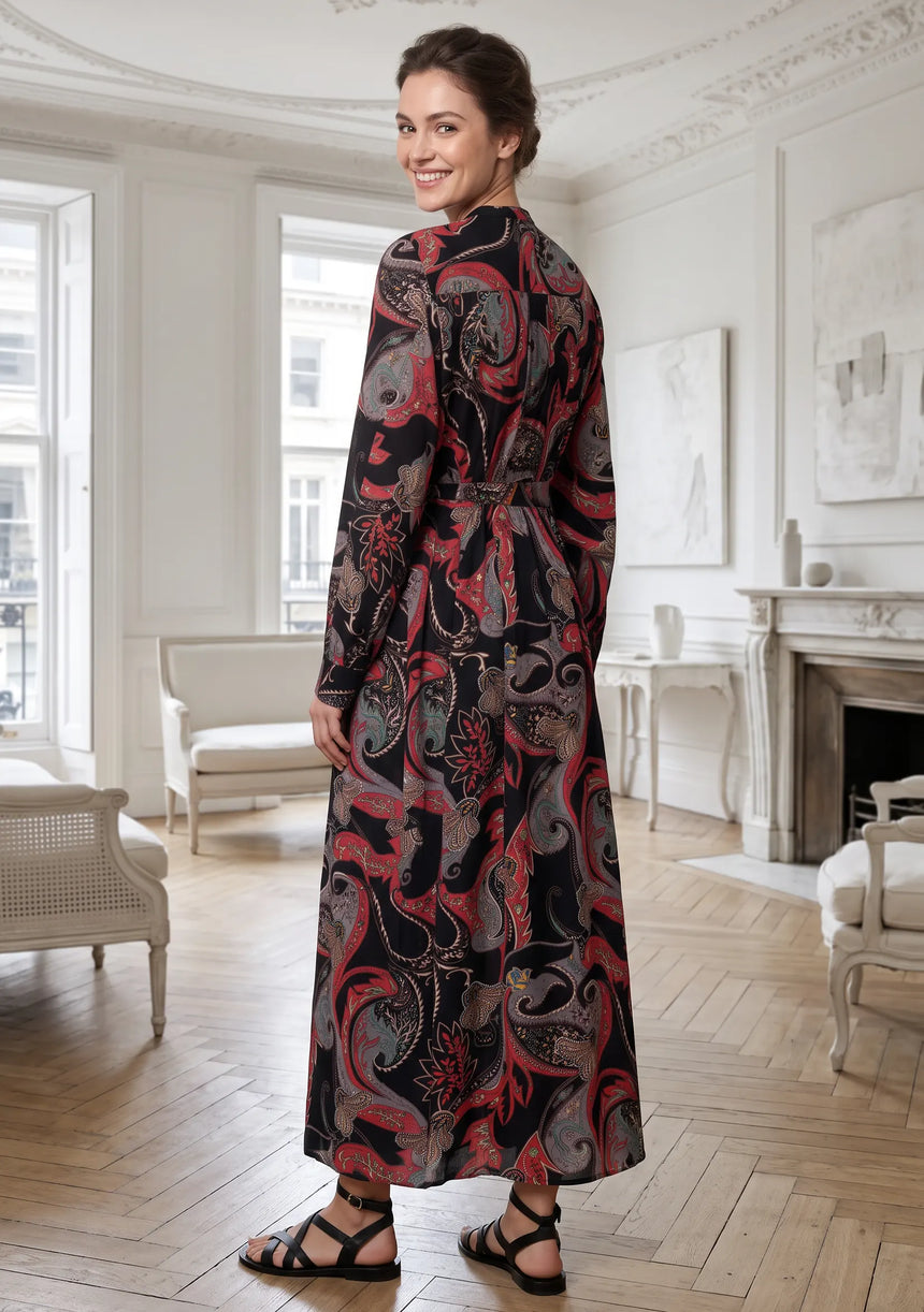 ibBan Cotton Silk Printed Long Dress -Azliya