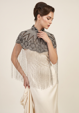 ibBan Silver & Gold Beaded Net Neck Party Cape - Lulwa