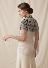 ibBan Silver & Gold Beaded Net Neck Party Cape - Lulwa