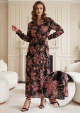 ibBan Cotton Silk Printed Long Dress -Azliya