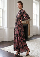 ibBan Cotton Silk Printed Long Dress -Azliya