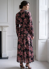 ibBan Cotton Silk Printed Long Dress -Azliya