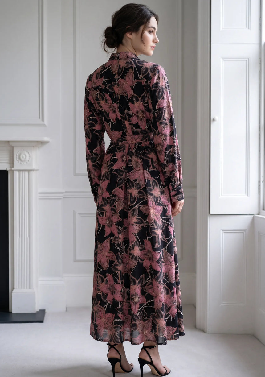 ibBan Cotton Silk Printed Long Dress -Azliya